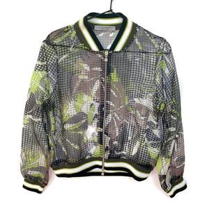 Anthropologie MADE IN ITALY D. Exterior Mesh Bomber Jacket Black White Green S